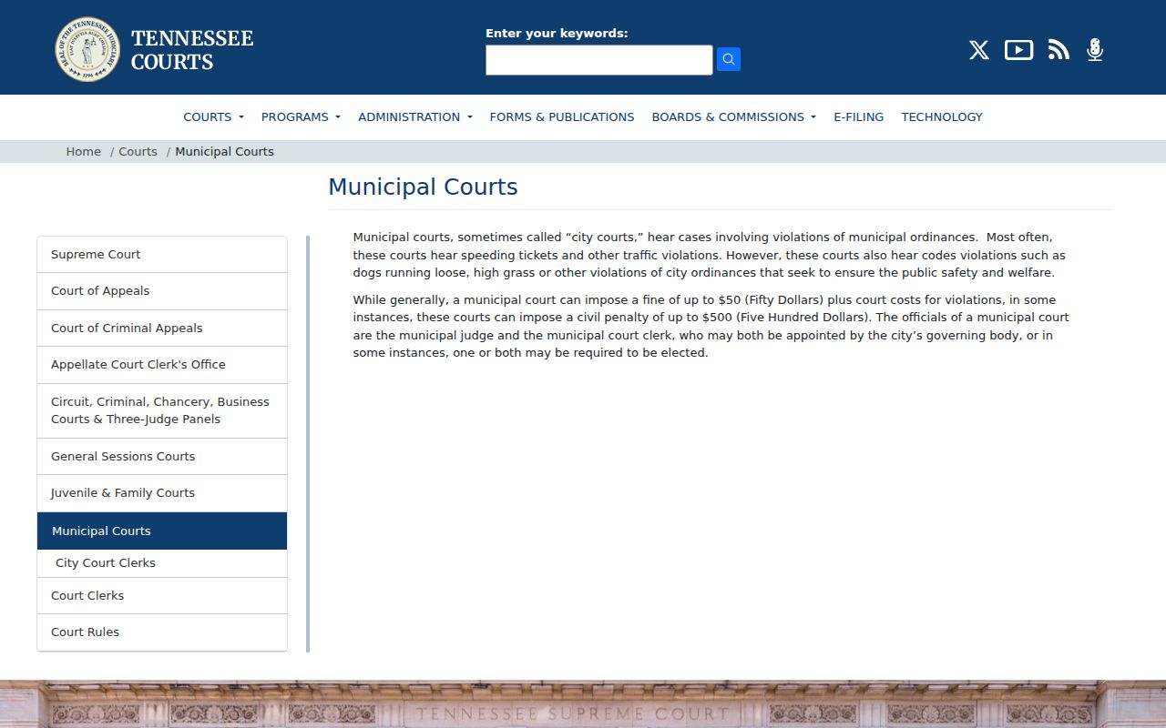 Erin criminal records and Tennessee municipal court jurisdiction