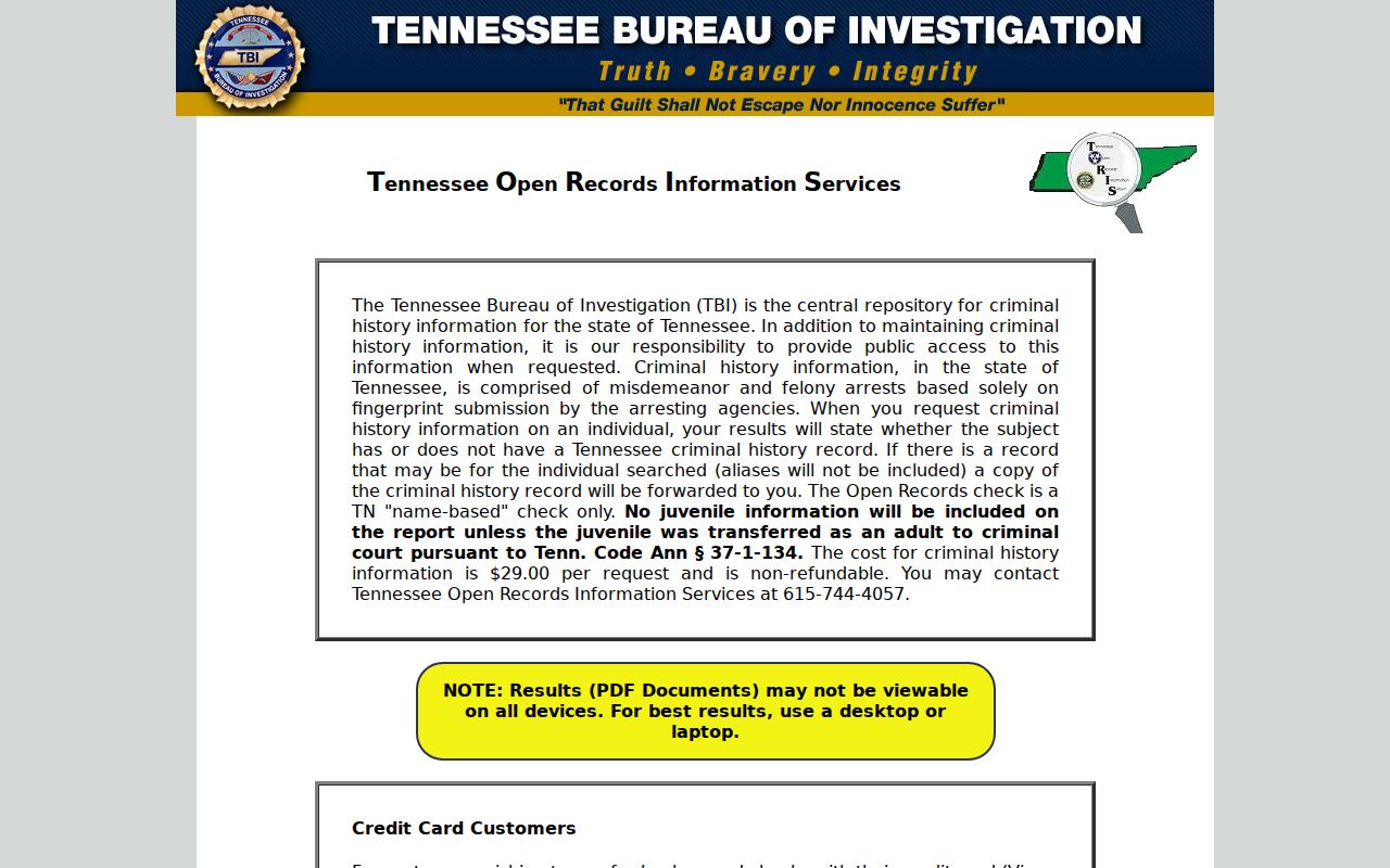 Houston County criminal history TBI TORIS search