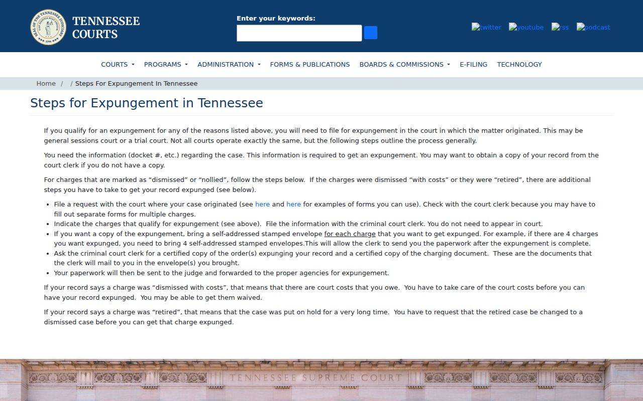 Houston County criminal record expungement steps