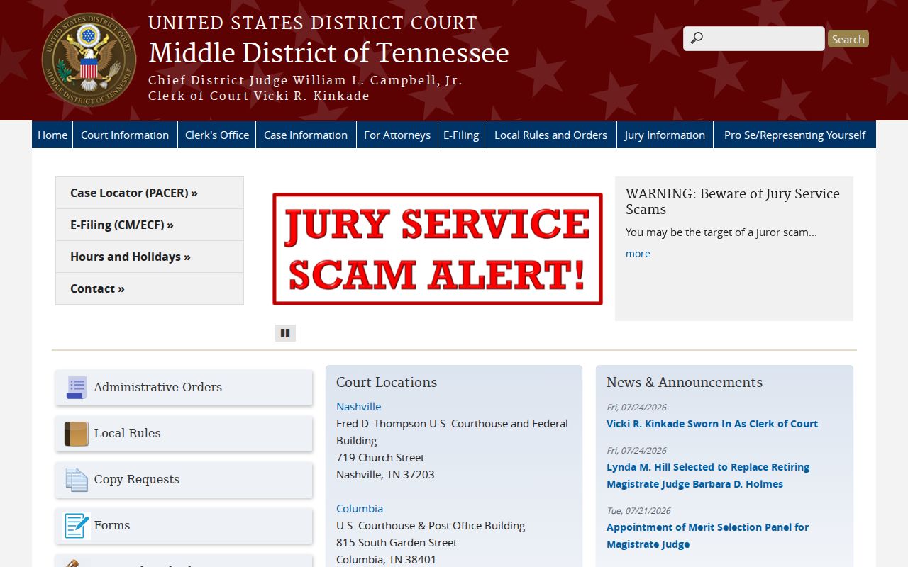 Houston County federal criminal court cases in the Middle District of Tennessee
